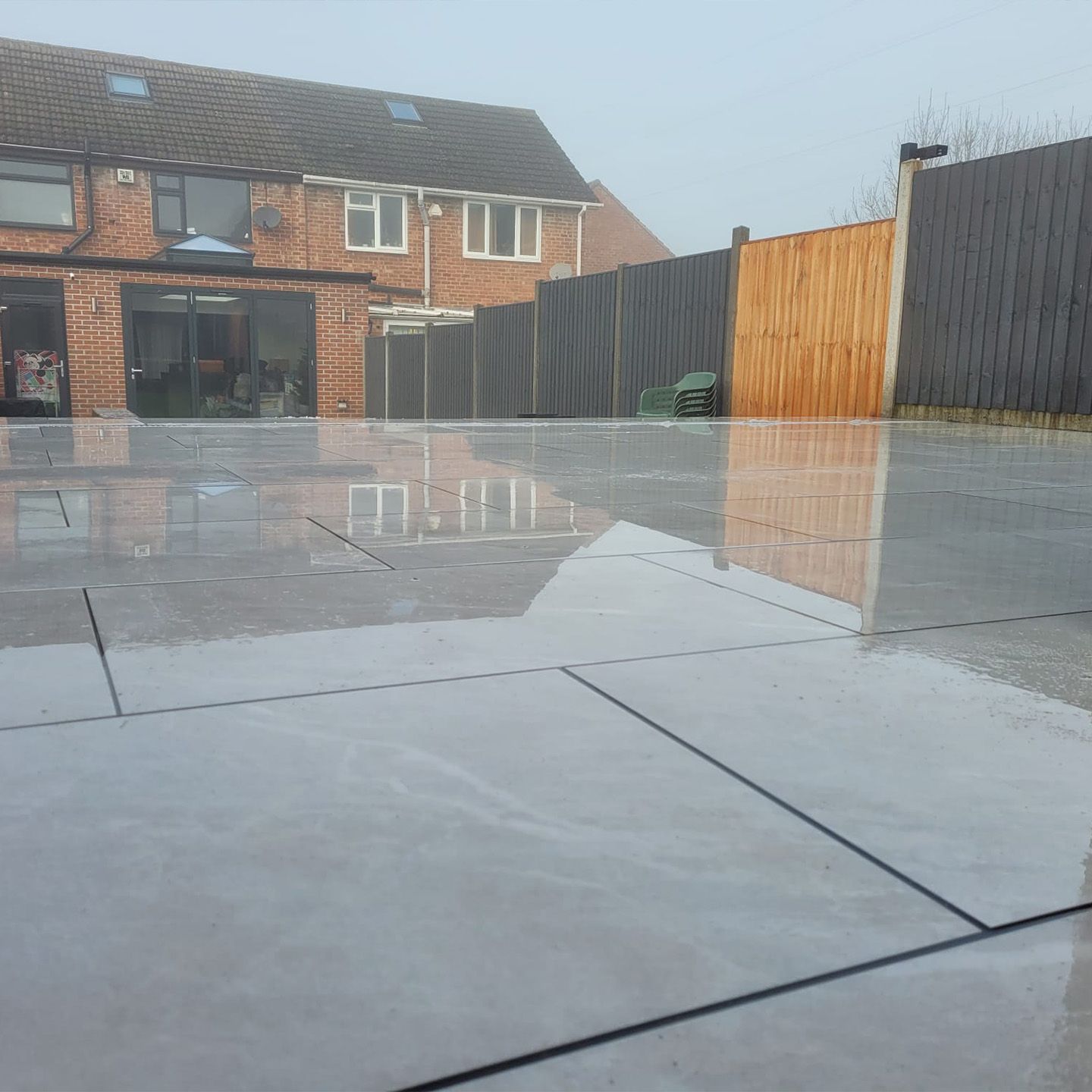 A porcelain patio installed in Coventry by DNA Landscapes