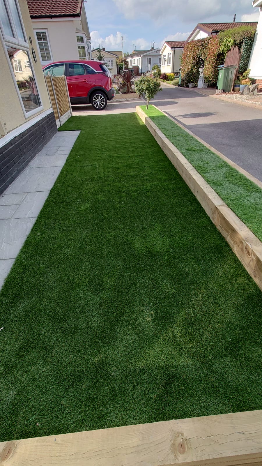 DNA Landscapes Coventry - front garden fitted with artificial grass