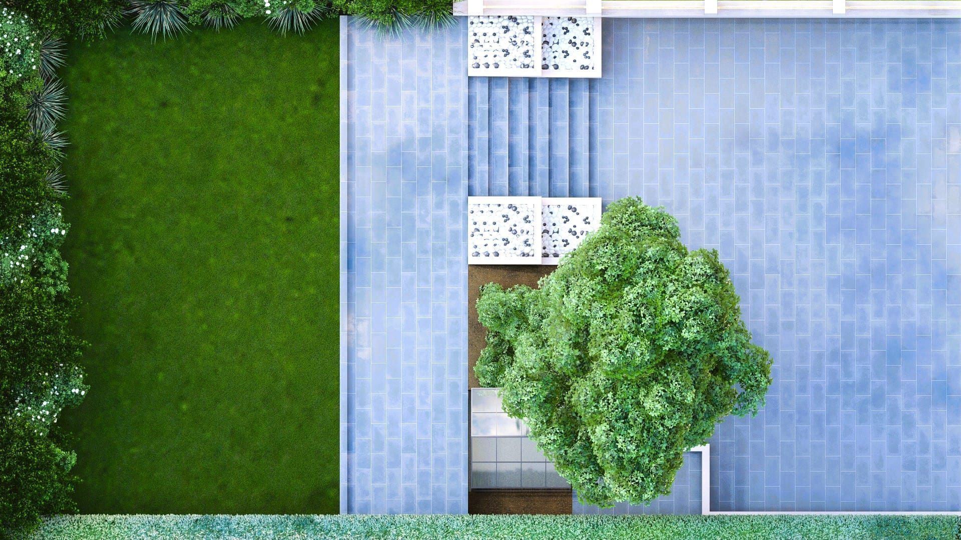 DNA Landscapes 3D garden design of how your new landscaped garden would look from above in Solihull