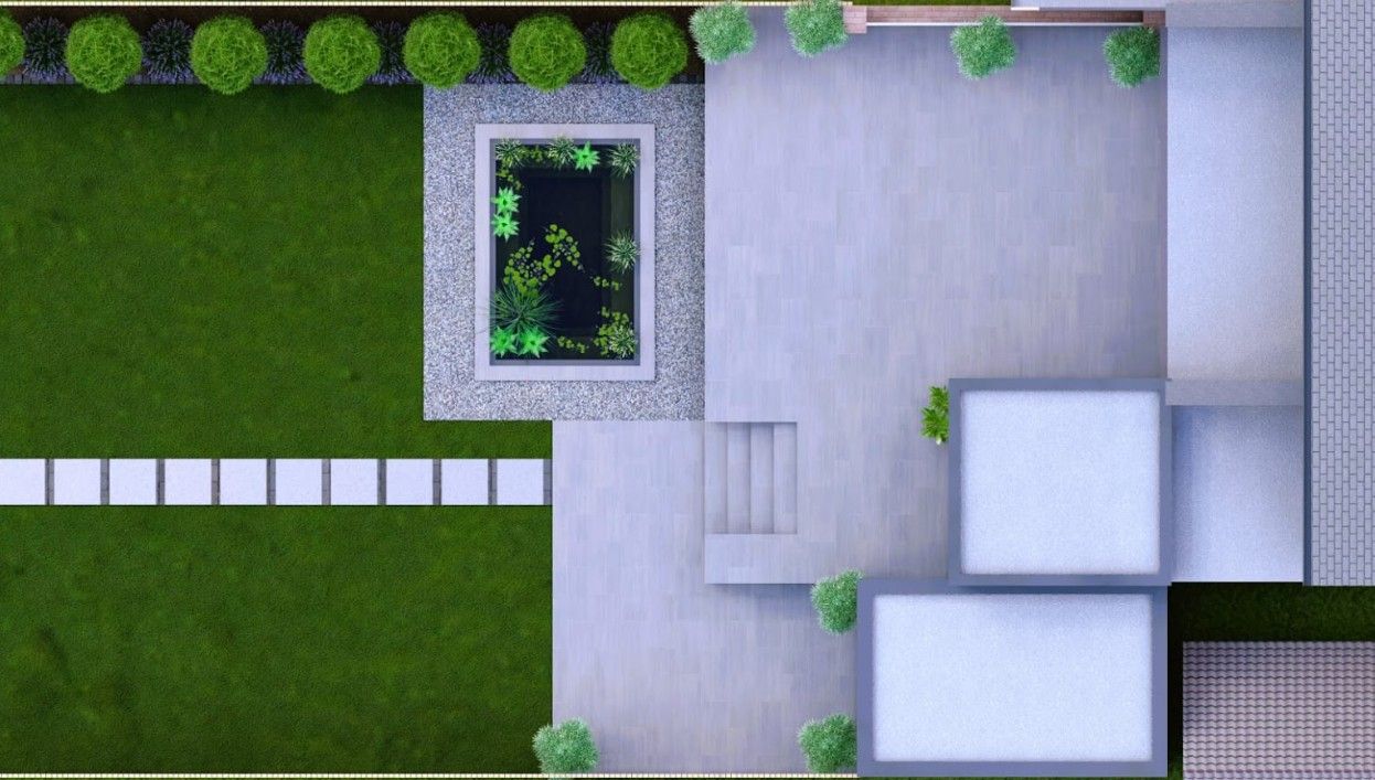 DNA Landscapes 3D garden design of how your new landscaped garden would look from above