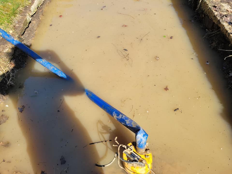 garden drainage pipe in waterlogged ground