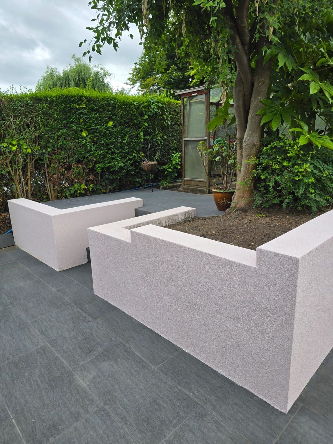 After DNA Landscapes had completed the landscaping garden build for raised brick beds and patio
