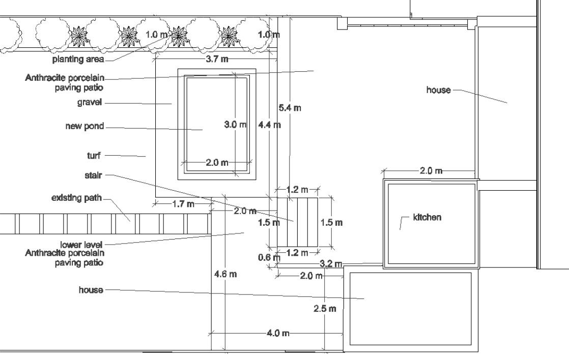 DNA Landscapes preliminary 2D outline sketch of your garden design