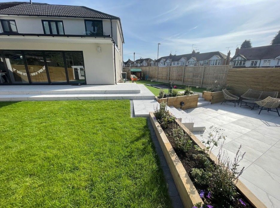 DNA landscapes garden design and landscaping project in Coundon with  new grass turf and paving boarders