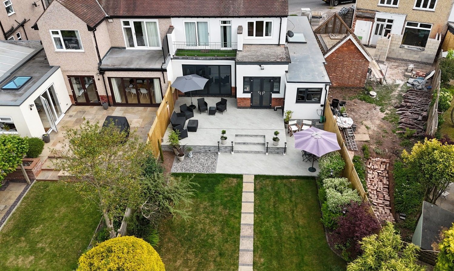Drone footage of the completed landscape design and build project in Earlsdon