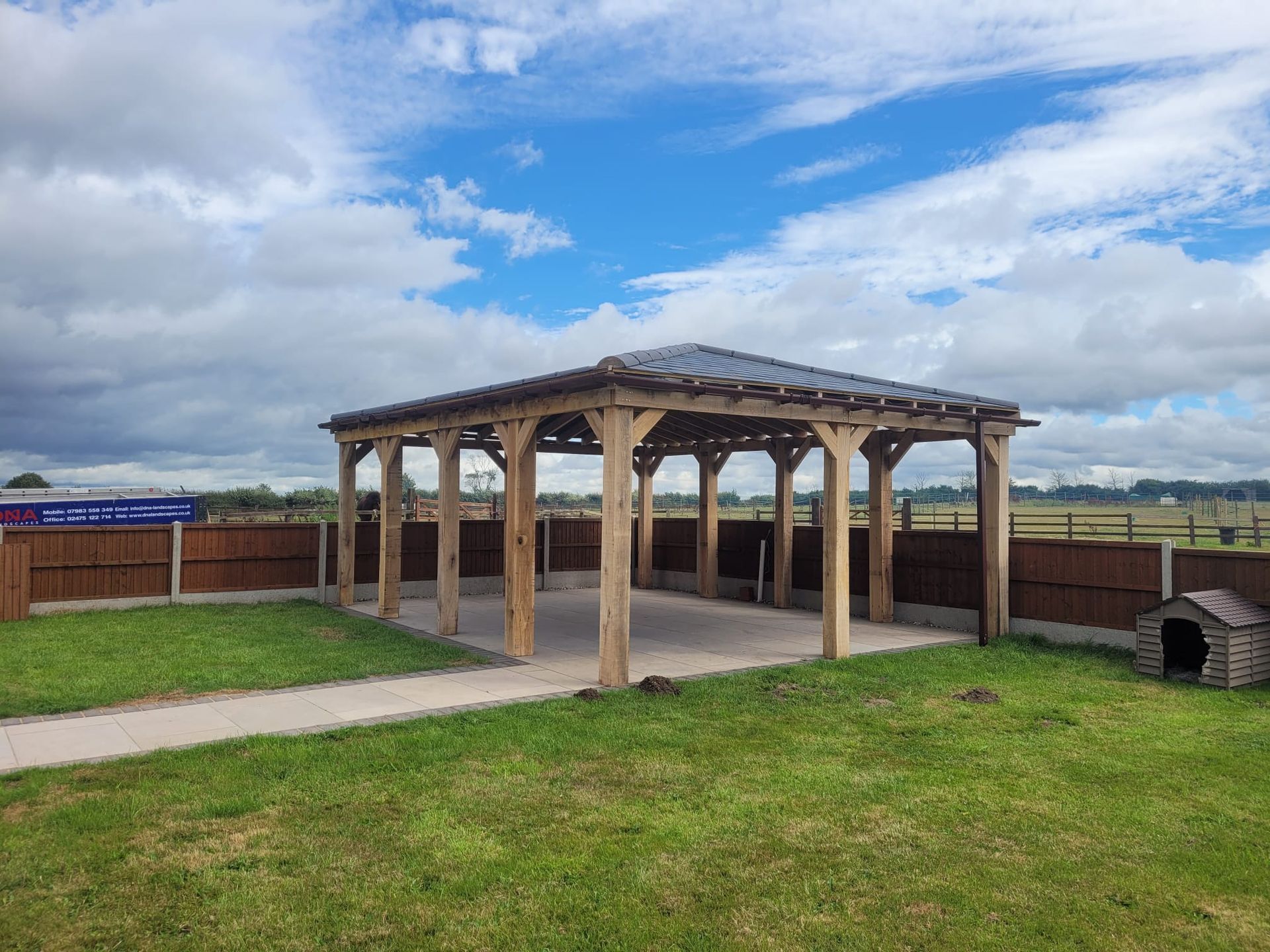 wooden gazebo in a garden