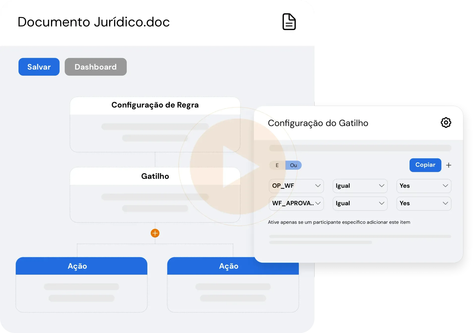 Uma folha de papel branca com uma seta azul apontando para a direita.
