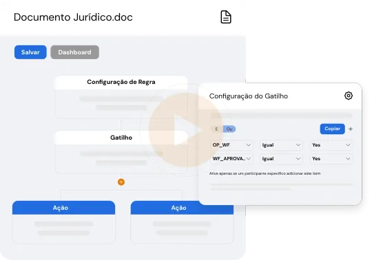 Uma folha de papel branca com uma seta azul apontando para a direita.