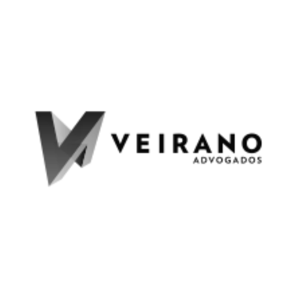 Um logotipo em preto e branco para Veirano Advocates