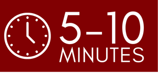 A red sign with a clock and the words `` 5 - 10 minutes ''