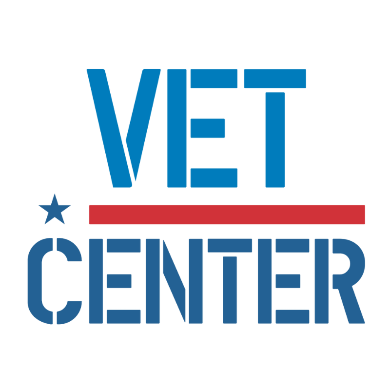 A blue and red logo for the vet center