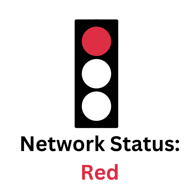 A traffic light with a green light and the words `` network status : green '' below it.