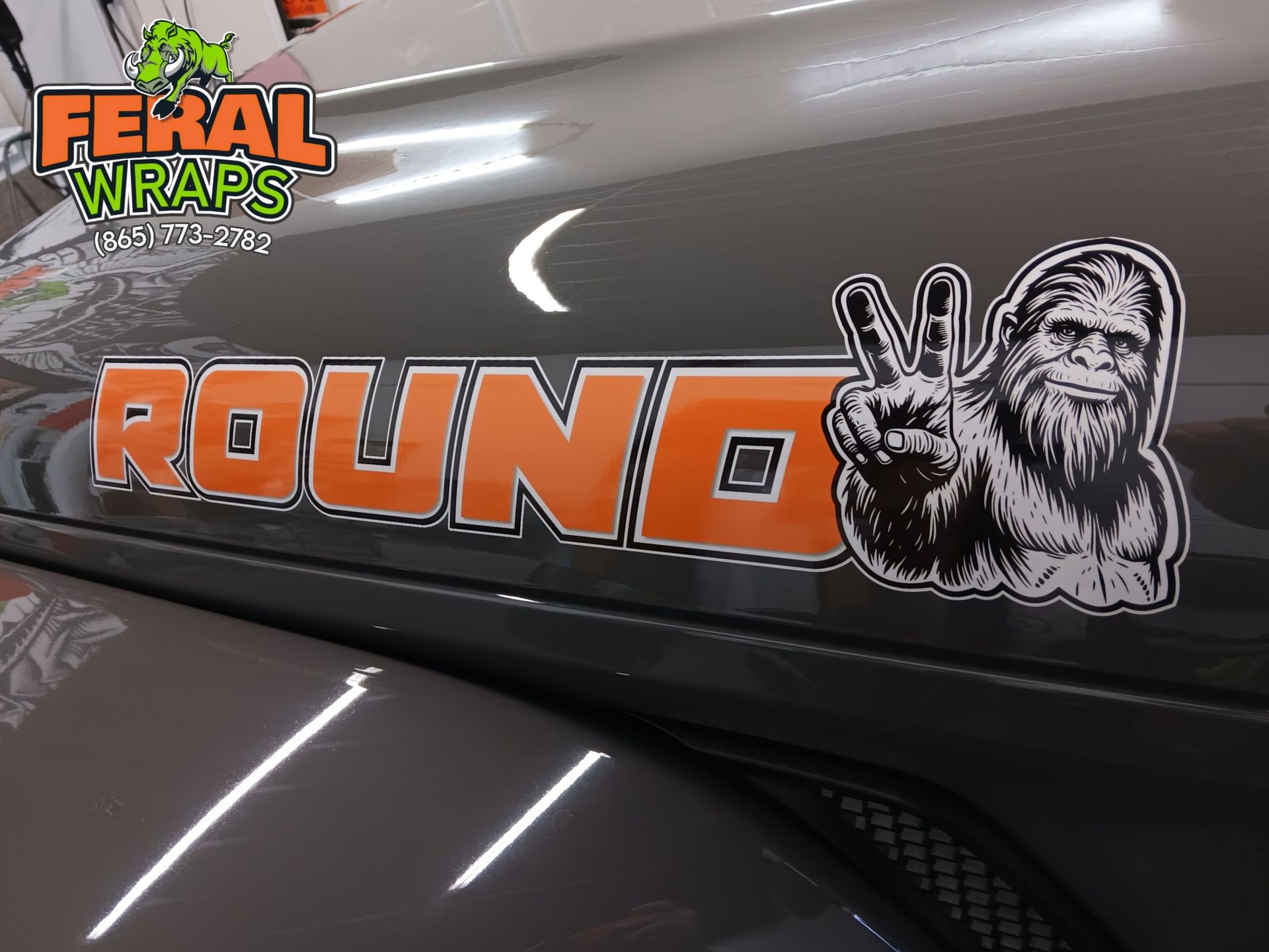 A chewbacca sticker on the side of a vehicle
