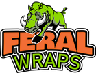 Logo for Feral Wraps: green boar over orange text "FERAL" and green text "WRAPS".