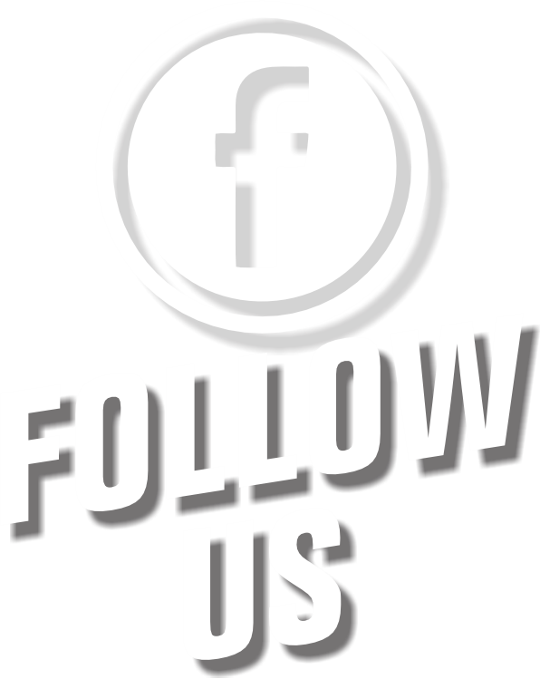 A logo for a facebook page that says `` follow us ''.