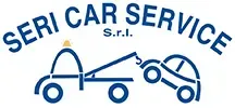 Logo per SERI CAR SERVICE Srl con un carro attrezzi blu e un'icona di un'auto inclinata.