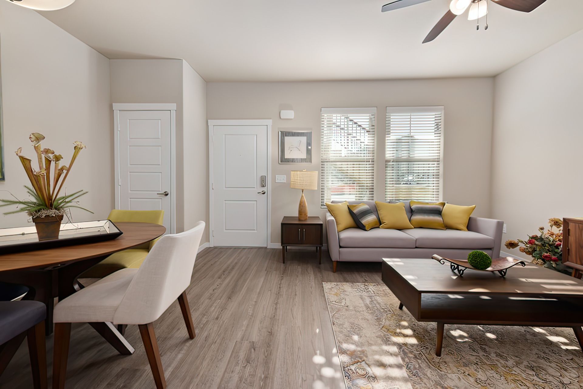 Kten apartment living room with furniture in de soto, ks 