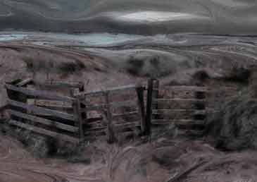 Boulmer gate by MiE Fielding. Limited edition signed print. From the book 'The Sound of a Landscape'.