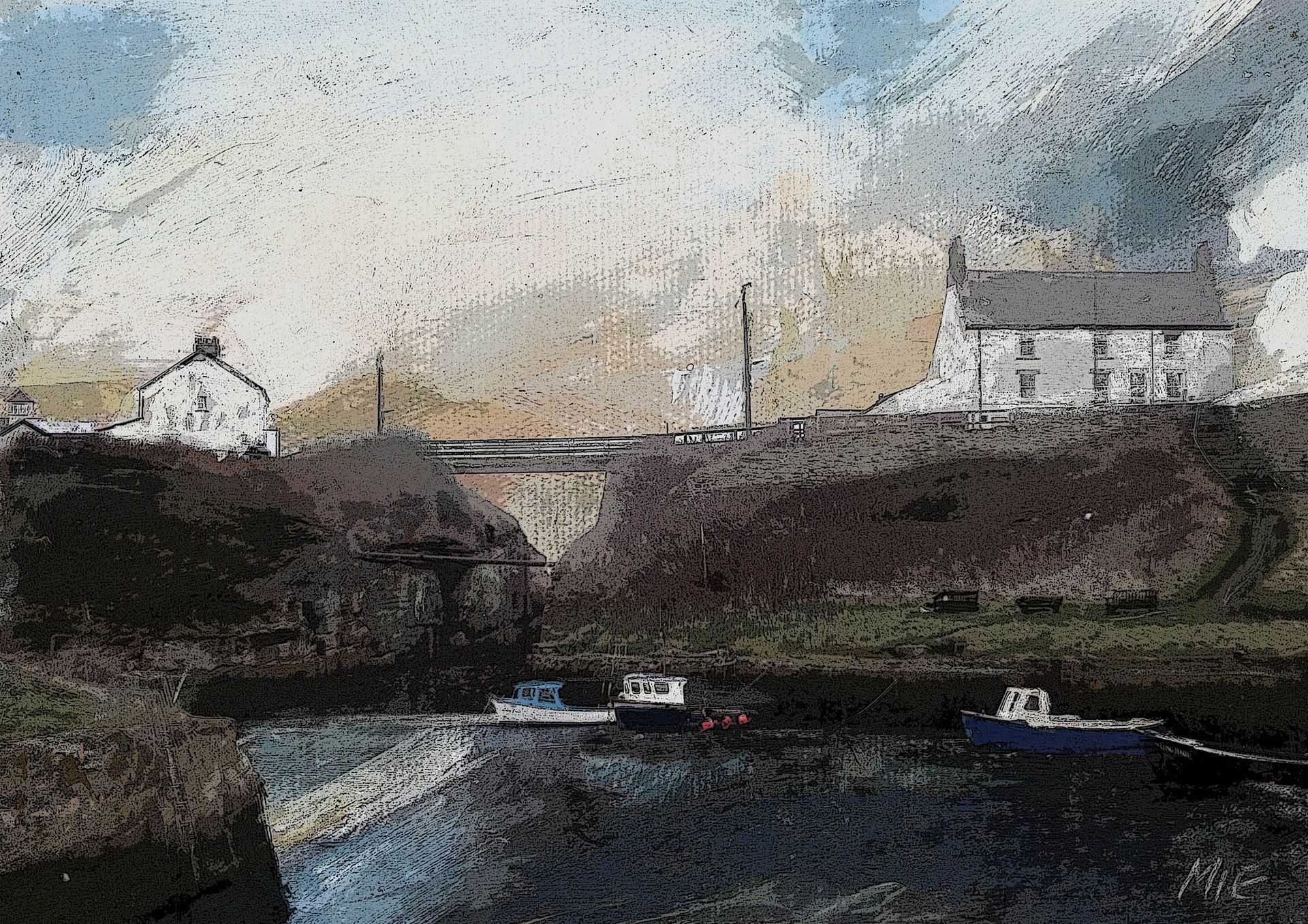 Seaton Sluice limited edition print by MiE Fielding. From the book 'The Sound of a Landscape'.