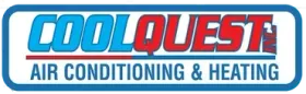 Logo for Coolquest Air Conditioning & Heating in blue and red.
