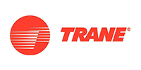 Trane logo: Red circle with horizontal lines and the word