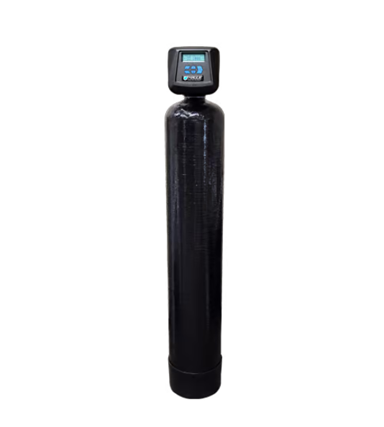 A black water filter with a digital display on top of it.