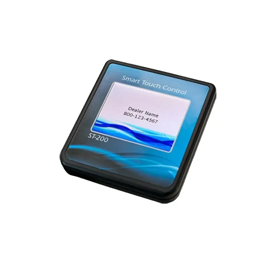 A smart touch control is sitting on a white surface.