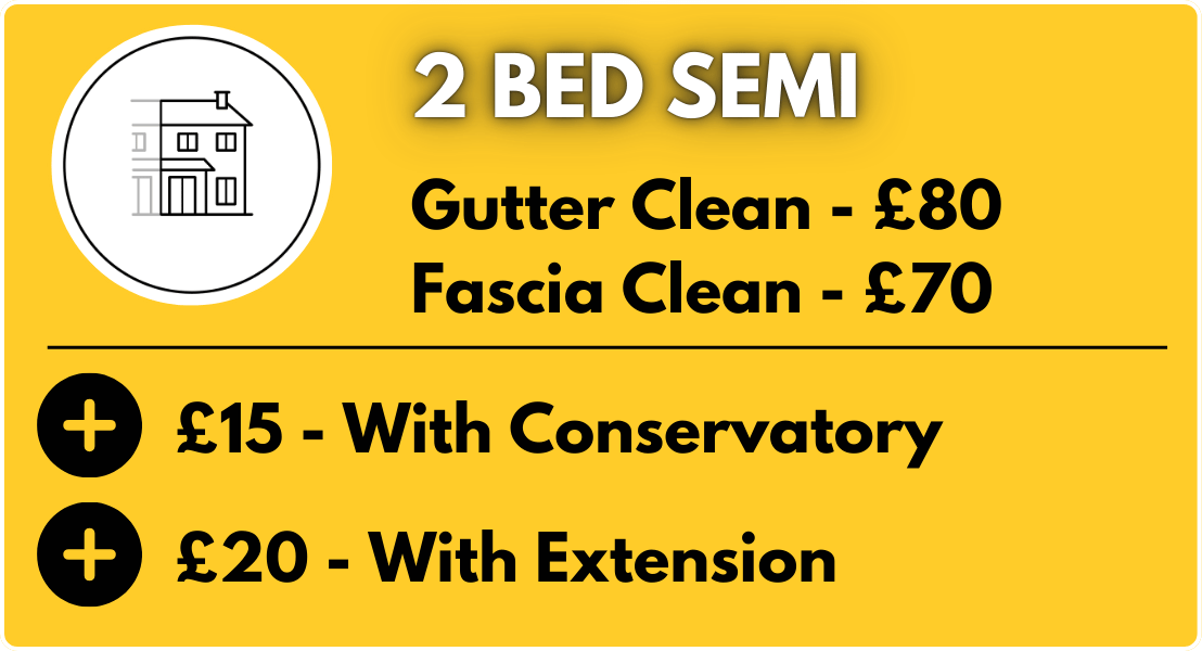 2 bed semi gutter cleaning price