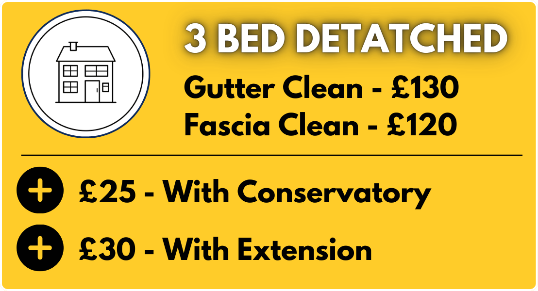 3 bed detached gutter cleaning price