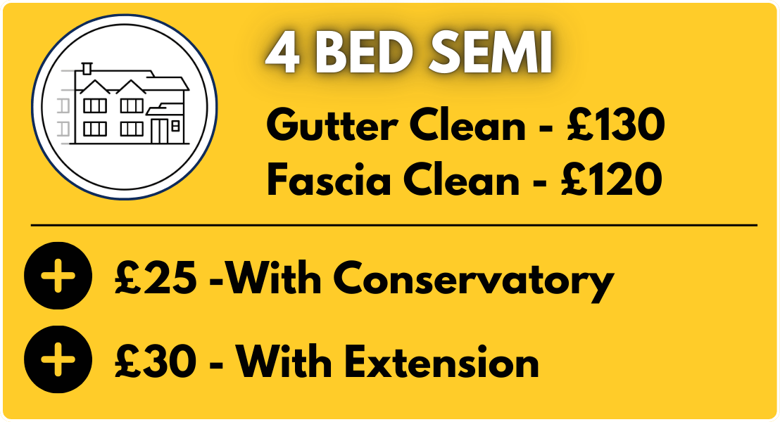 4 bed semi detached gutter cleaning price