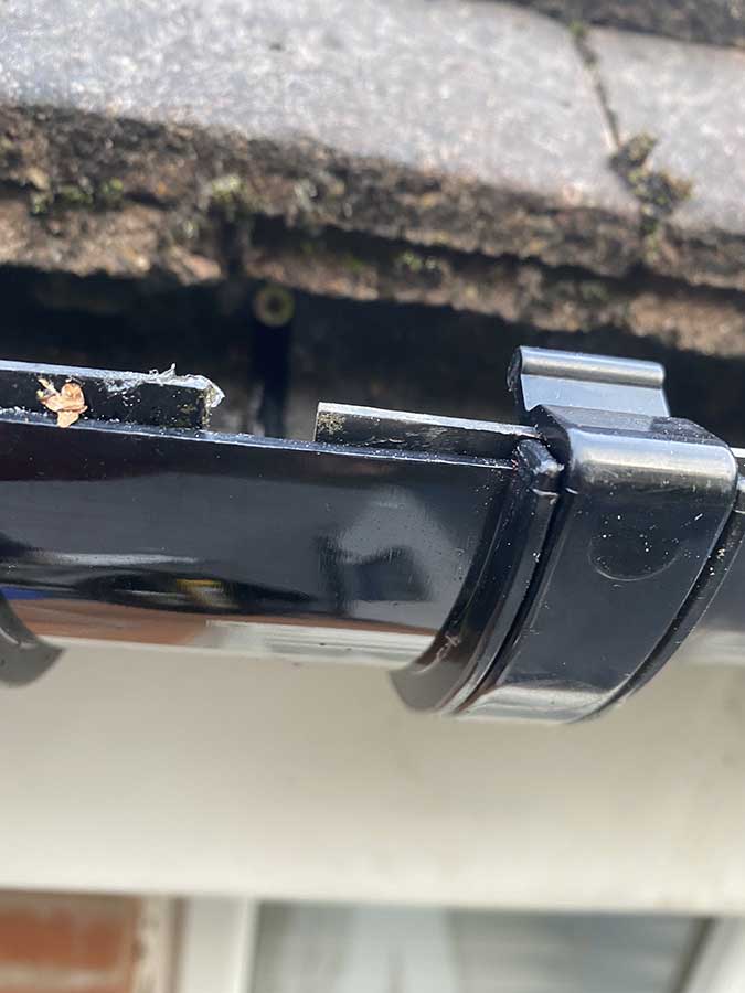 Gutter repaired with screw fitted