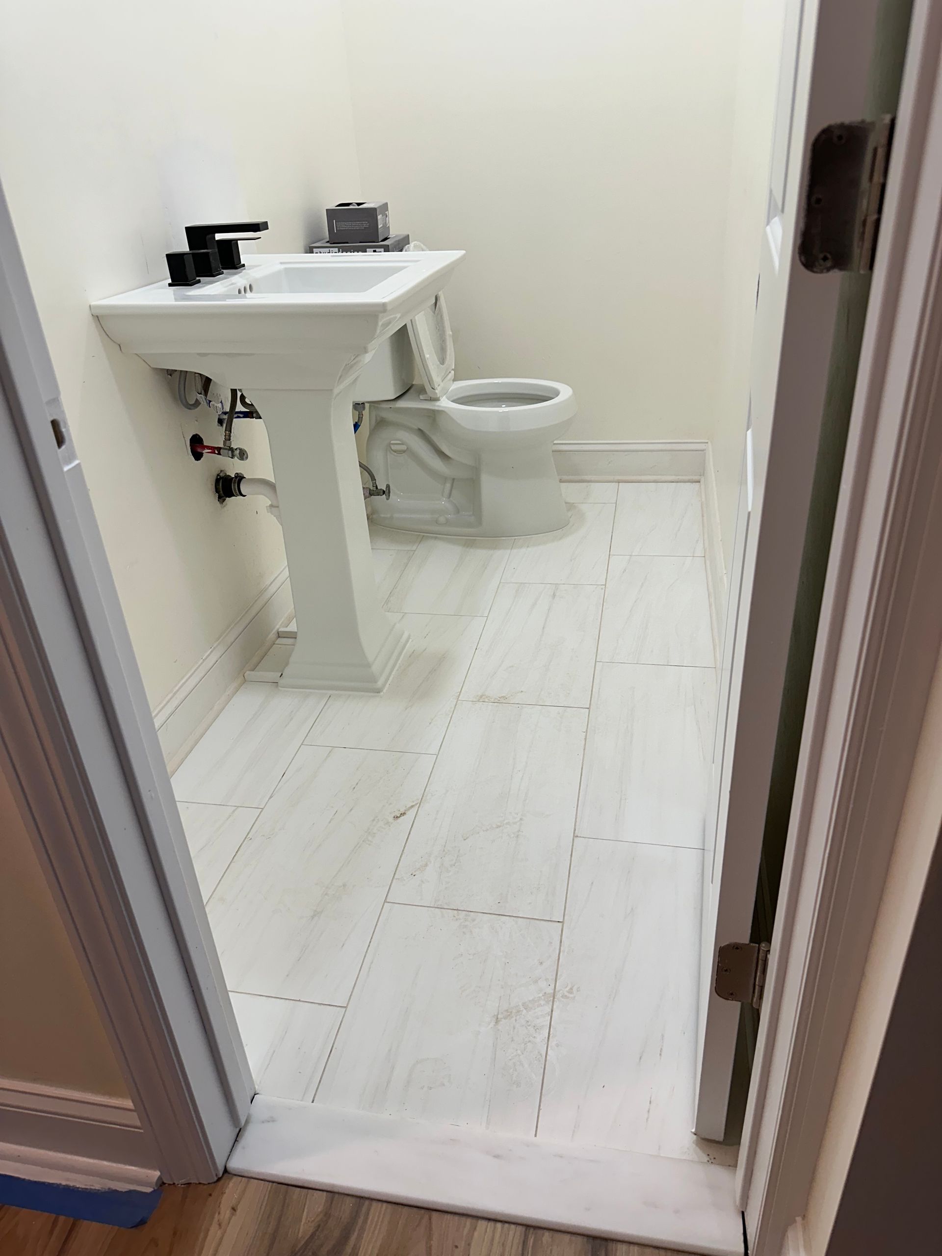 new bathroom floor installed.