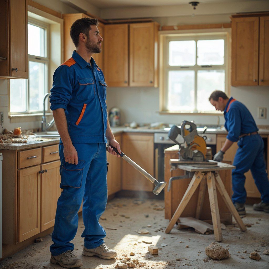 Kitchen Remodeler in Old Bridge NJ 08857, looking at the kitchen demolition before installing the newly remodeled kitchen.