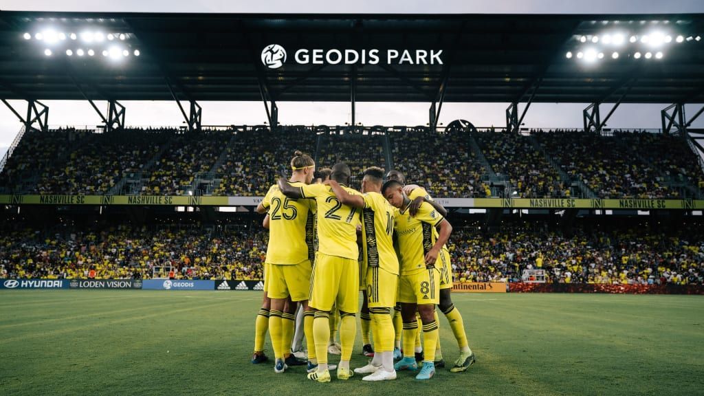 Nashville SC team huddle