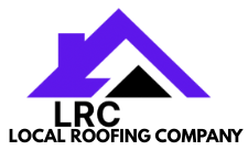 Purple and black house roof logo for Local Roofing Company.