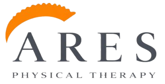 The Ares Physical Therapy logo, featuring the word "ARES" in gray capital letters under an orange stylized arc.