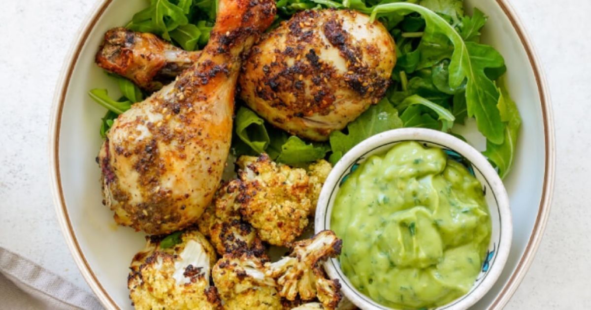 Za'atar Drumsticks with Cauliflower & Arugula