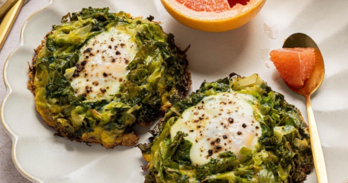 Cabbage & Kale Egg Nests with Grapefruit