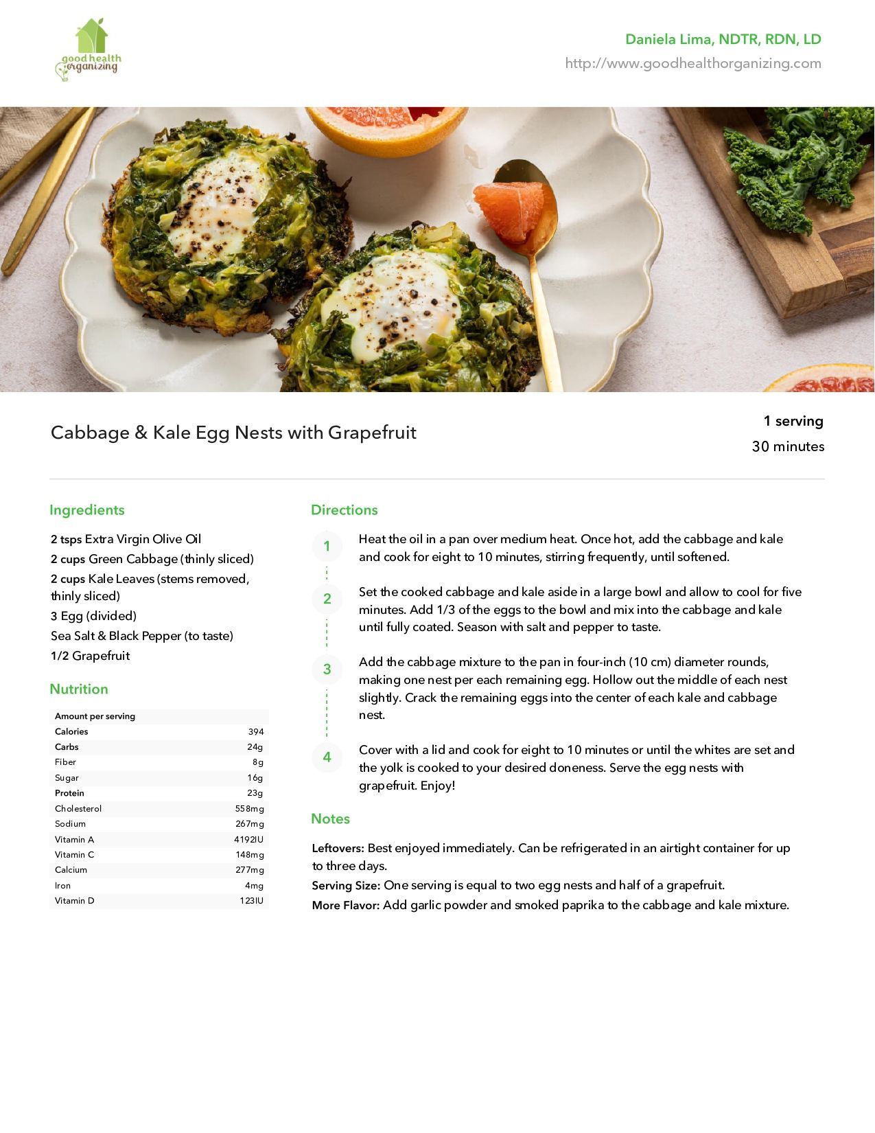 Cabbage & Kale Egg Nests with Grapefruit