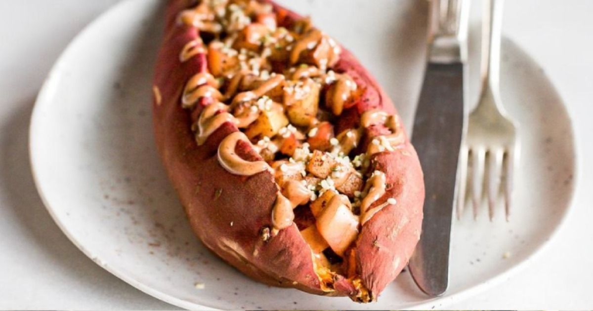 Apple Cinnamon Stuffed Sweet Potato (4servings)