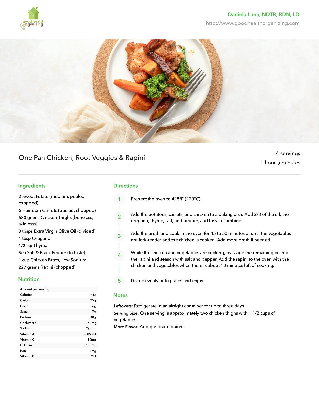 One Pan Chicken, Root Veggies & Rapini