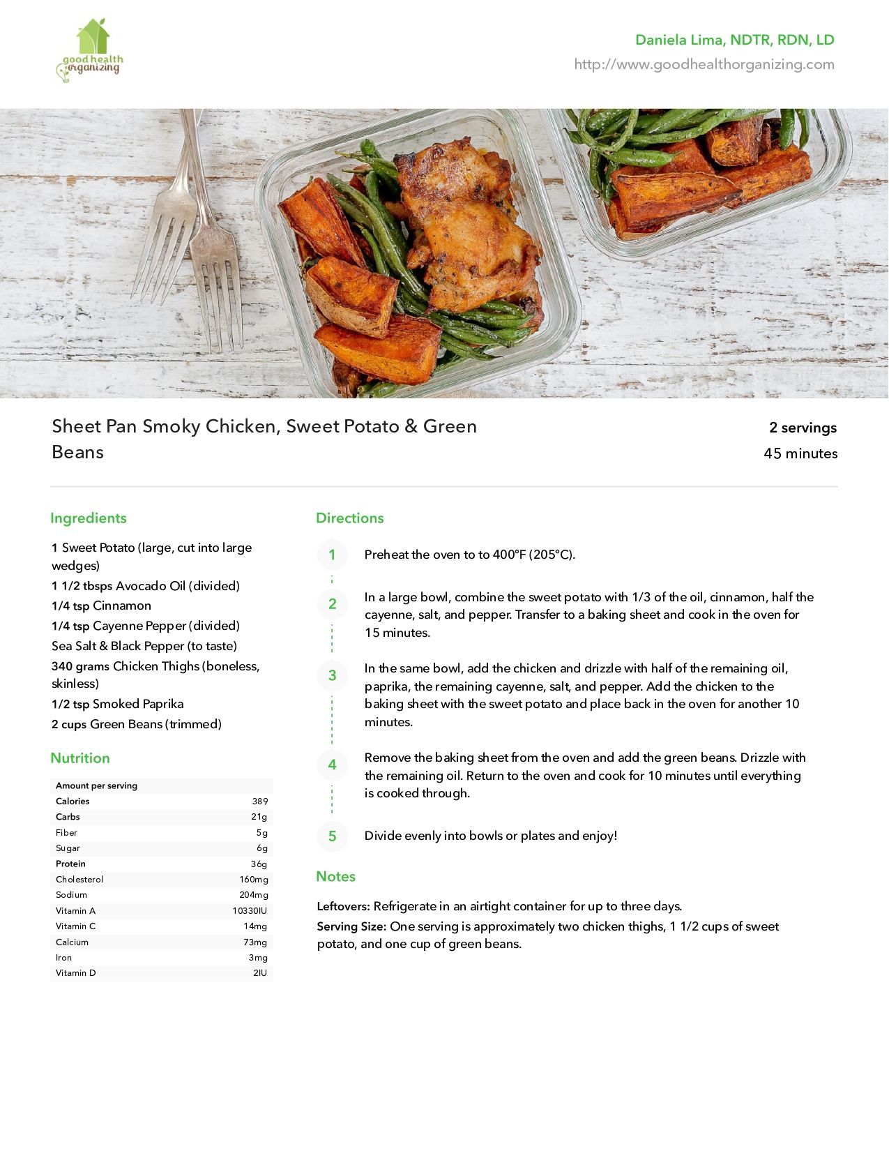 Sheet Pan Smoky Chicken, Sweet Potato & Green Beans