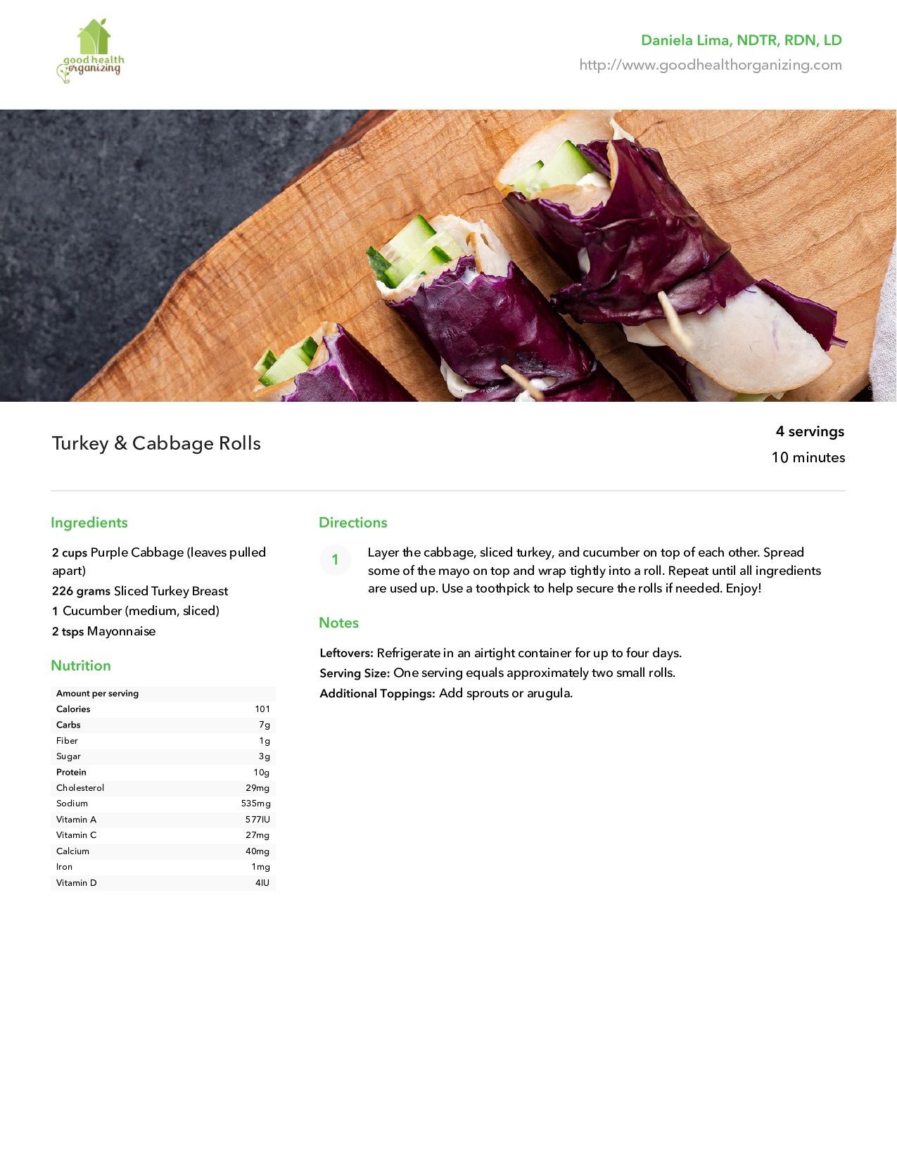 Turkey & Cabbage Rolls