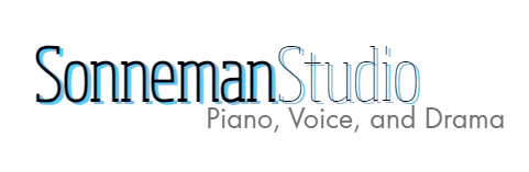 The logo for sonneman studio piano , voice , and drama