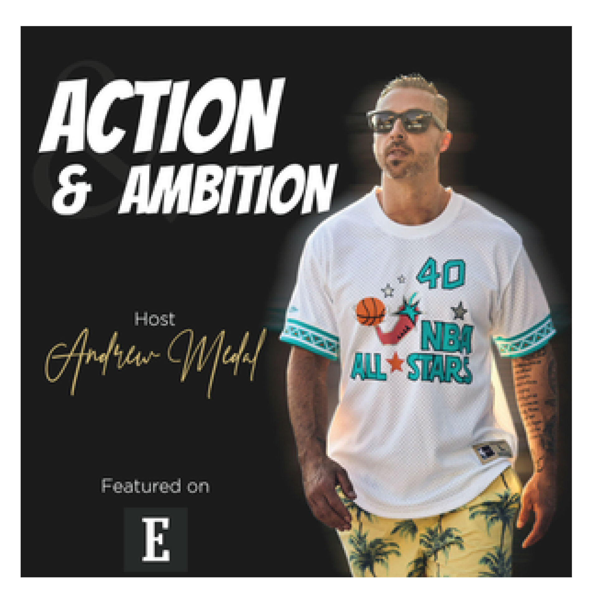 A man wearing a white shirt that says 40 nba all stars