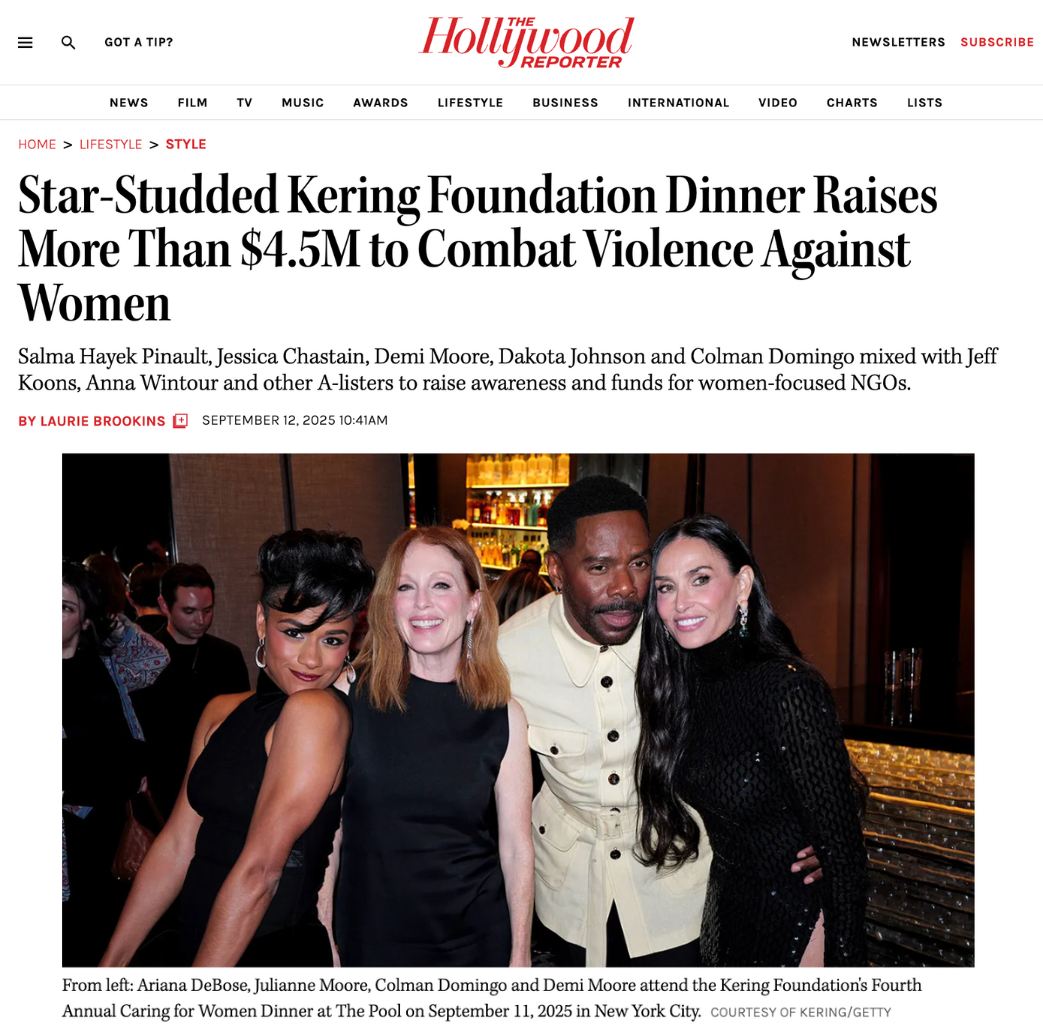 Salma Hayek Pinault, Jessica Chastain, Demi Moore, Dakota Johnson and Colman Domingo mixed with Jeff Koons, Anna Wintour and other A-listers to raise awareness and funds for women-focused NGOs.