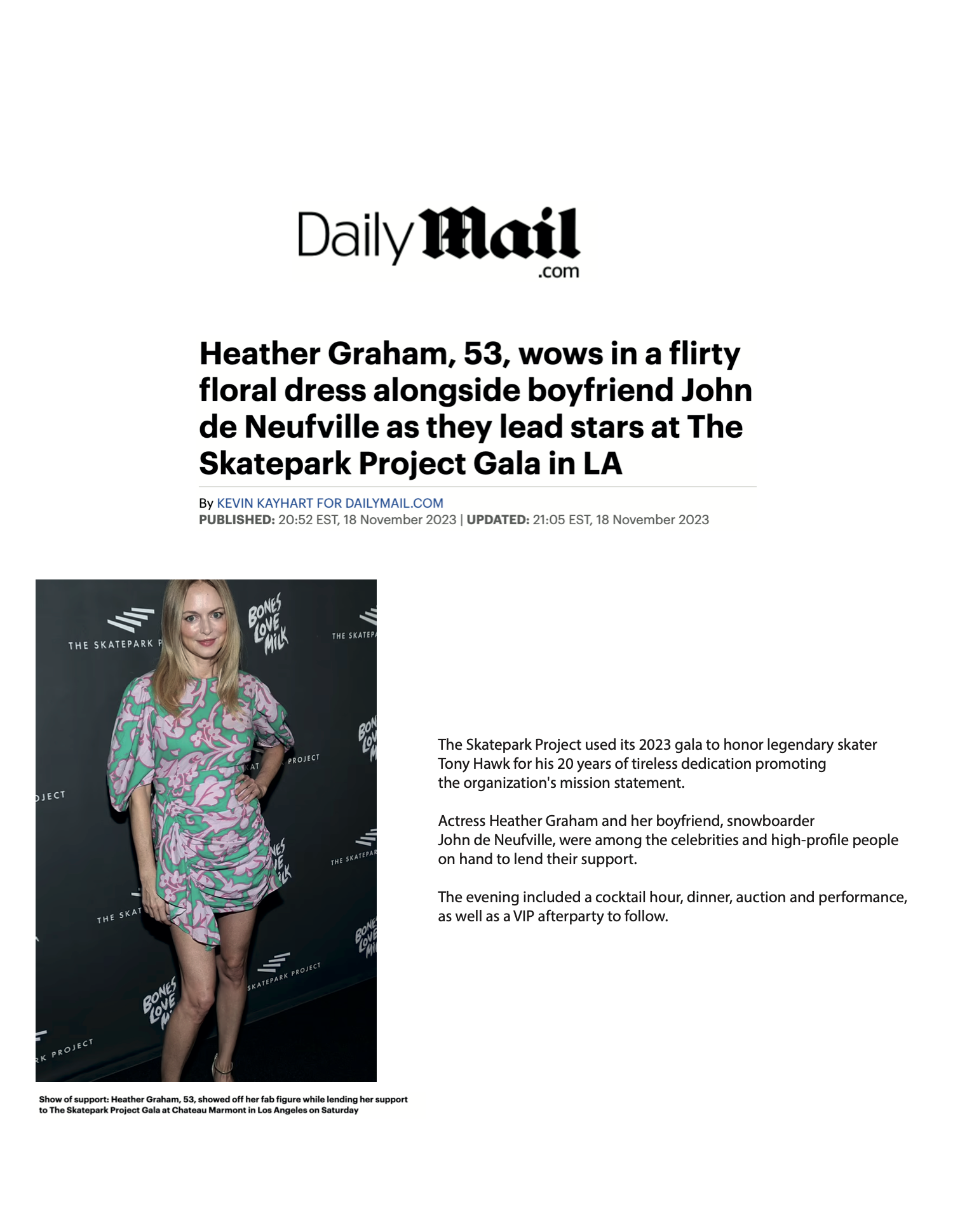 Heather Graham The Skatepark Project Gala JWP