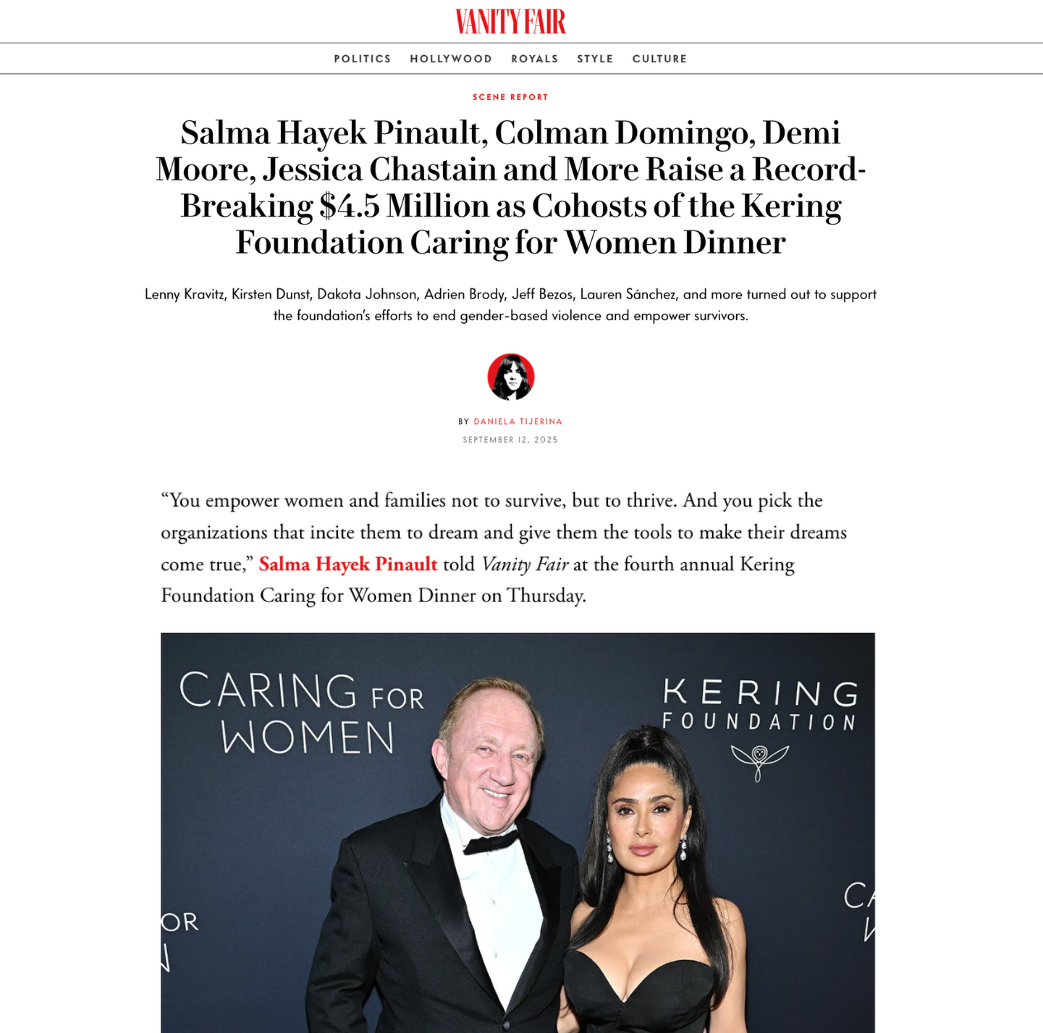 Salma Hayek Pinault, Colman Domingo, Demi Moore, Jessica Chastain and More Raise a Record-Breaking $4.5 Million as Cohosts of the Kering Foundation Caring for Women Dinner