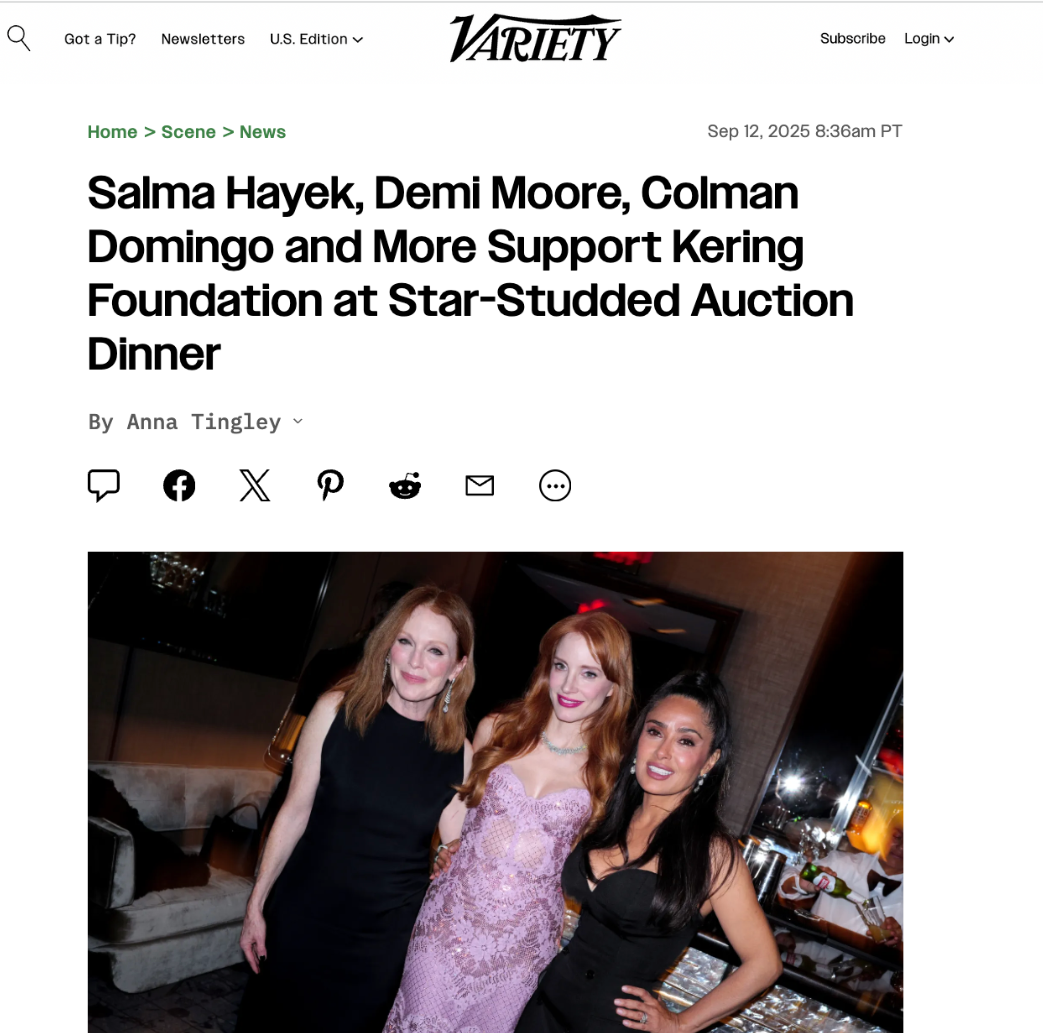 The most star-studded event of New York Fashion Week so far wasn’t a runway show but the Kering Foundation’s Caring for Women dinner on Thursday night.
François-Henri Pinault, the CEO of the luxury conglomerate, in addition to his wife Salma Hayak, Colman Domingo, Jessica Chastain, Demi Moore, Julianne Moore and Madonna were the co-hosts of the evening.