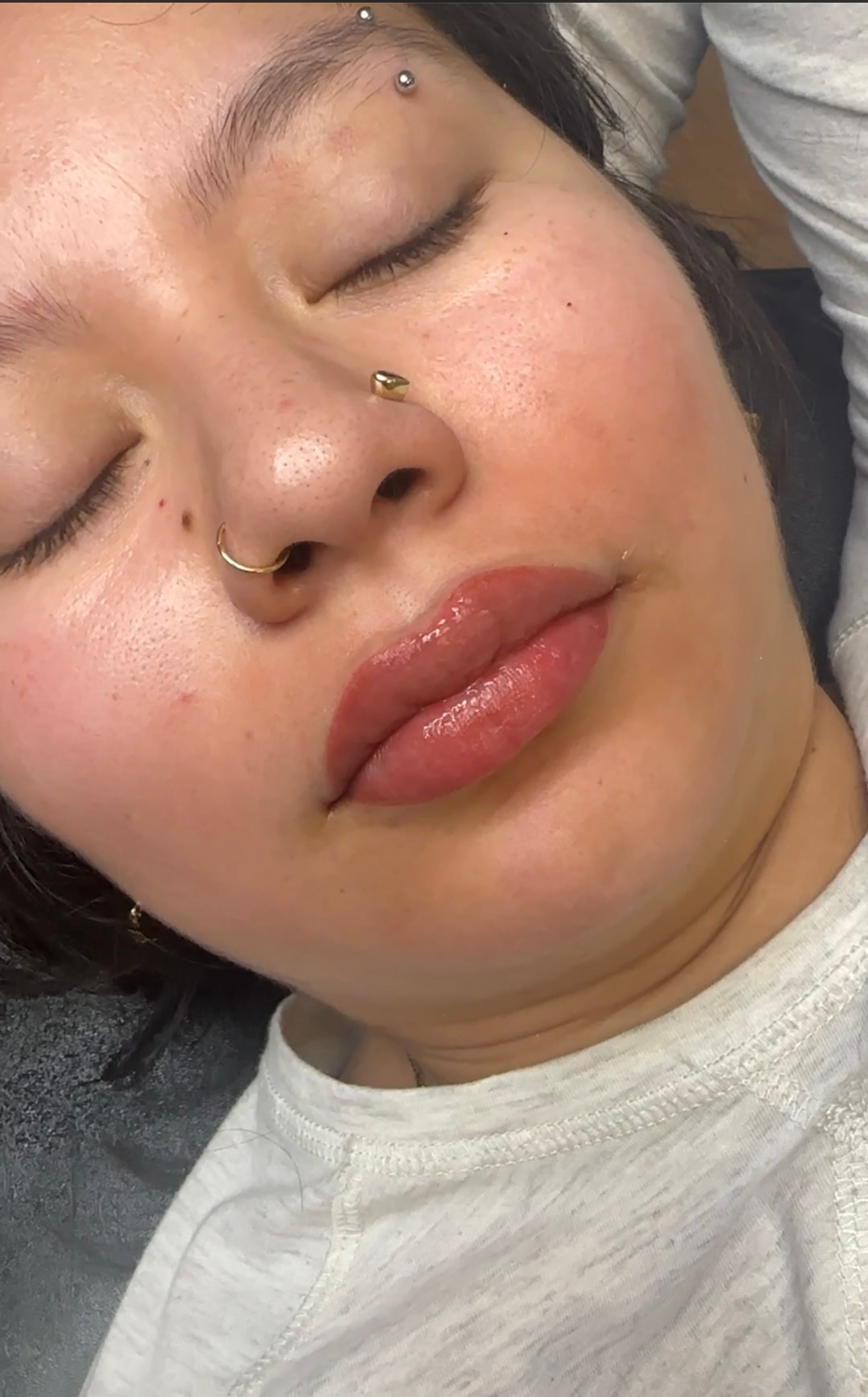 woman with a lip blush treatment